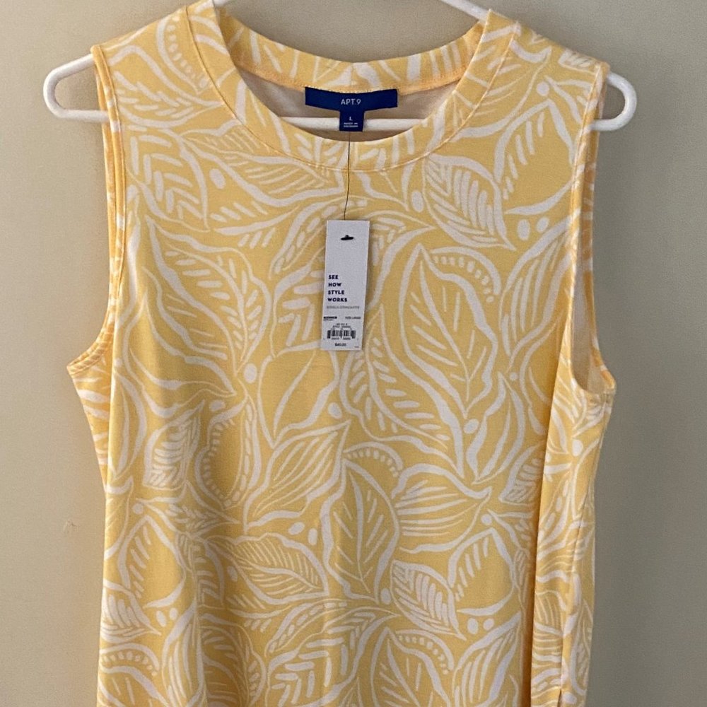 NWT Apt.9 cotton yellow & white sleeveless sundress - Picture 3 of 4